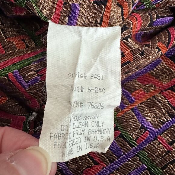 Cache Vintage Rayon Funky Long Blazer Jacket SMALL 4/6 MCM Geometric Art to Wear - Picture 8 of 8